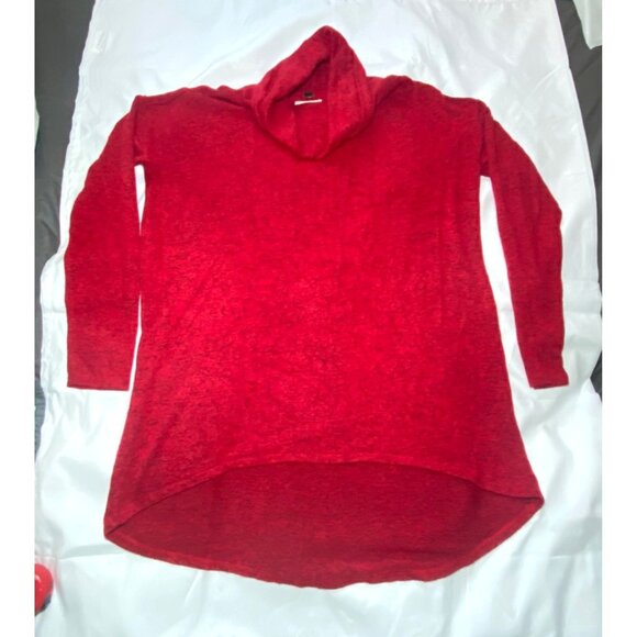 Cupio Sweaters - Cozy Red Asymmetrical Sweater Top For Women - Size S Petite